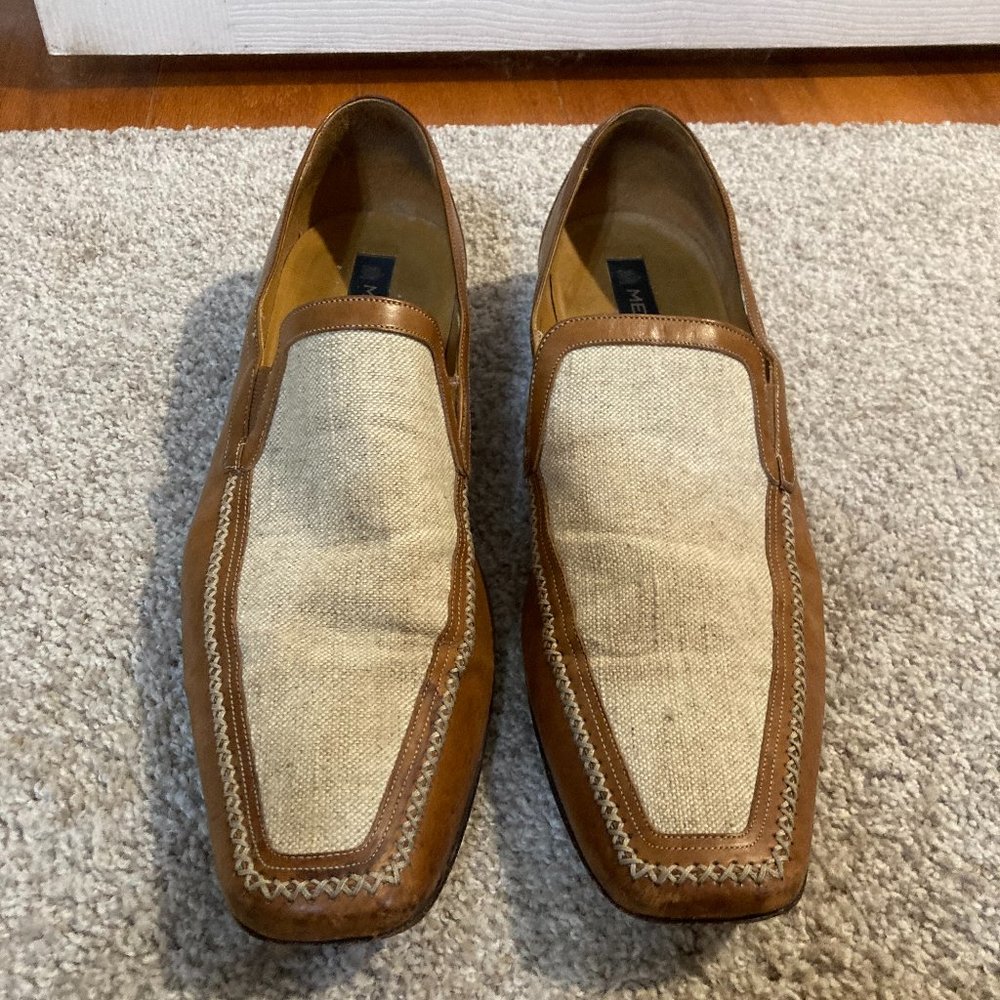 Mens Cognac and Tan Tweed Mezlan Loafers Size 14